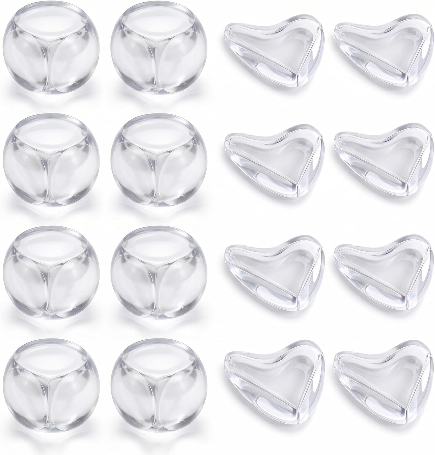 30 Pcs Clear Baby Corner Protectors, L-Shaped & Spherical Baby Proof Guards | Soft PVC Table Corner Covers for Safety on Tables, Cabinets, Shelves, Furniture Edge Guards, Safety Bumpers for Home(14L&16R)