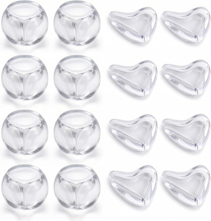 30 Pcs Clear Baby Corner Protectors, L-Shaped & Spherical Baby Proof Guards | Soft PVC Table Corner Covers for Safety on Tables, Cabinets, Shelves, Furniture Edge Guards, Safety Bumpers for Home(14L&16R)