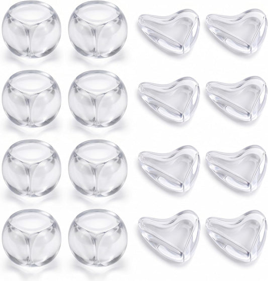 30 Pcs Clear Baby Corner Protectors, L-Shaped & Spherical Baby Proof Guards | Soft PVC Table Corner Covers for Safety on Tables, Cabinets, Shelves, Furniture Edge Guards, Safety Bumpers for Home(14L&16R)