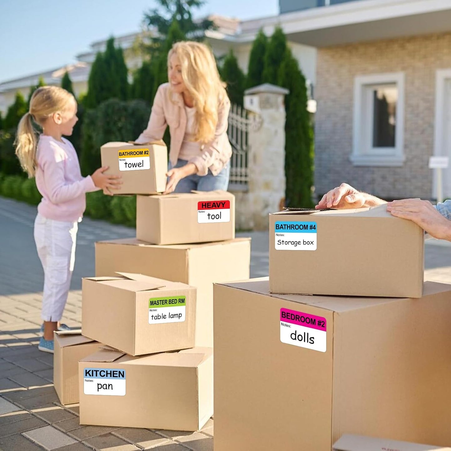 960 Count Moving Labels 14 Different Living Spaces with Fragile Stickers and Blank White Label Home Moving Color Coding Labels Moving Sticker for Storaging Packing Moving (16Rolls, 60/Roll)