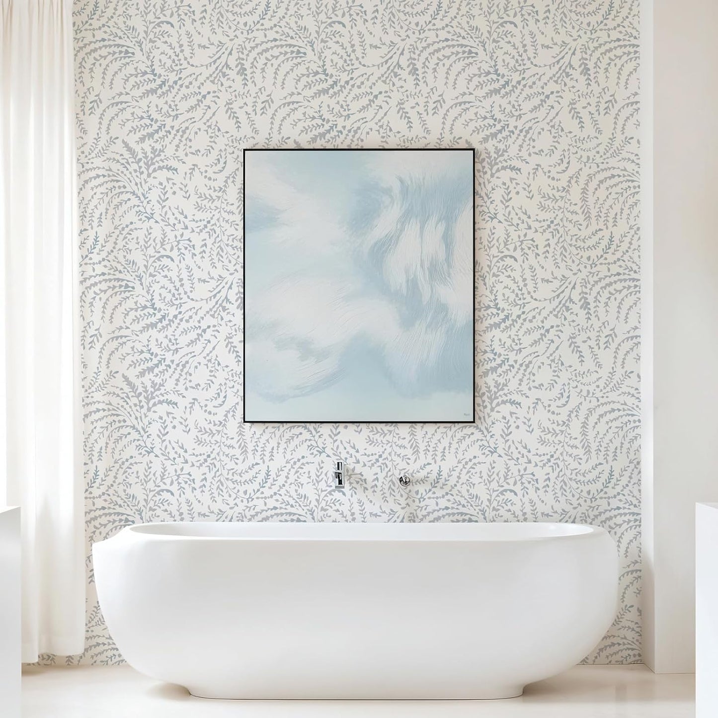 Peel and Stick Wallpaper Boho Wall Paper Peel and Stick Modern Watercolor Beige Wallpaper for Bathroom 17.3"x118"