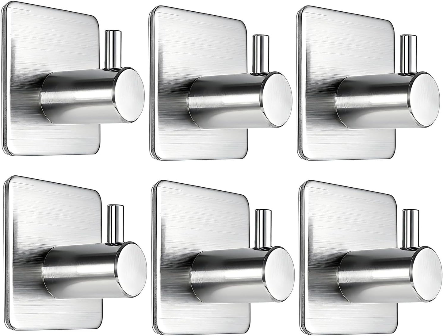 Fotosnow Adhesive Towel Hooks 15lbs Heavy Duty Wall Hooks Waterproof Stainless Steel Hanger for Hanging Coat, Hat, Towel Robe Hook Rack Wall Mount- Bathroom and Bedroom 4-Packs