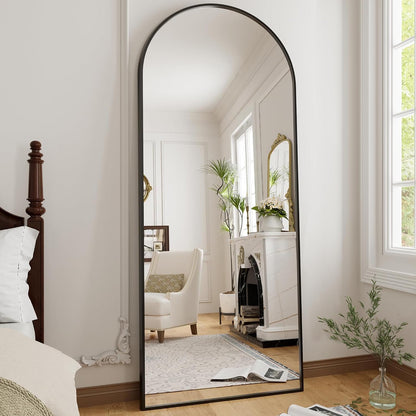 OGCAU Floor Full Length Mirror, 56"x20" Arched Full Body Mirror, Hanging or Leaning, Standing, Wall Mounted with Aluminum Frame for Bedroom Living Room, White