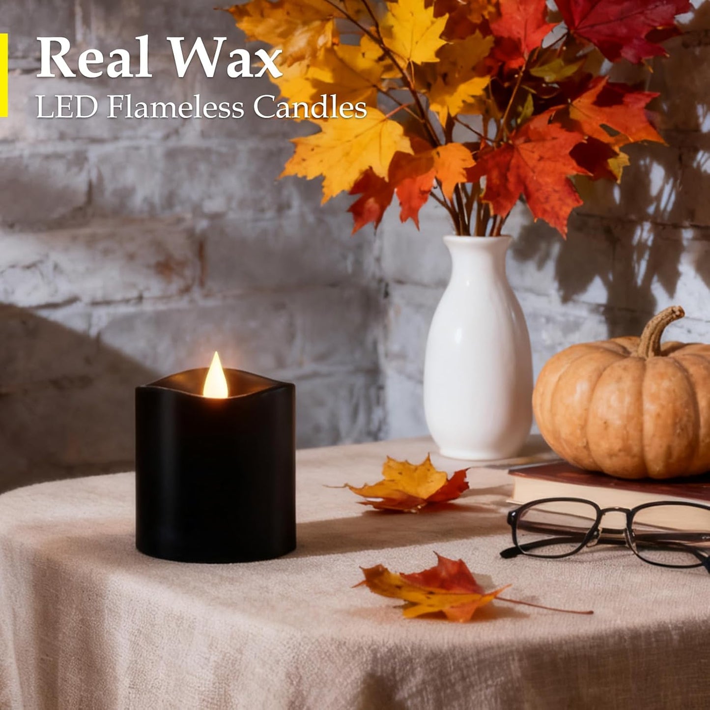 3"x4" Flickering Flameless Battery Candles with Timer, White Realistic LED Pillar Candles, Set of 2 Large Remote-Operated Candles for Home Indoor/Outdoor & Holiday Decor