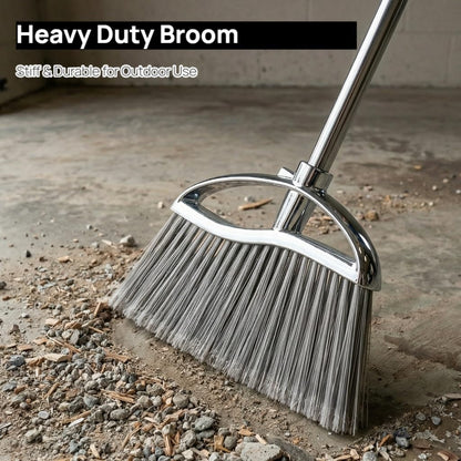 Outdoor Stiff Bristles Angle Broom Heavy Duty Sweeping Patio Broom with Long Handle for Garage Garden Commercial and Industrial