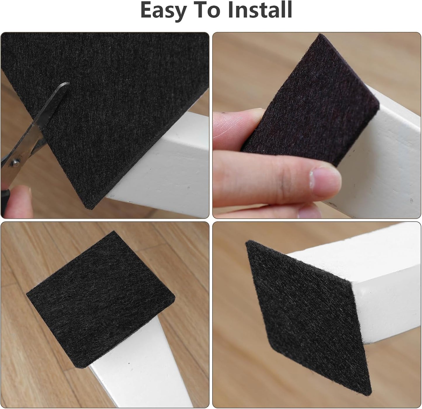 Yelanon Felt Furniture Pads for Hardwood Floors -36 Pcs 2" Premium Floor Protectors for Furniture, Felt Pads for Chair Legs, Black