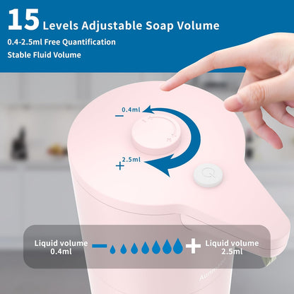 Aunmaon Automatic Soap Dispenser Touchless, Hands-Free, Multi Adjustable Volume, Long Battery Life, Compatible with Thick & Thin Dish/Hand Soap for Bathroom and Kitchen, Easy for Toddlers, Black