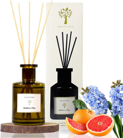 PRISTINE Swiss Château/Inspired by Hilton Reed Diffuser - Home & Bathroom | Fresh Cut Rose, Tangerine, Cedarwood Oil Reed Diffuser Set | Oil & Reed Diffuser Sticks, Home & Office Decor, Fragrance Gift