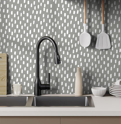 HAOKHOME Peel and Stick Wallpaper Boho Modern Dots Wall Paper Removable for Bathroom Caramel/White Contact Paper 17.3in x 9.8ft