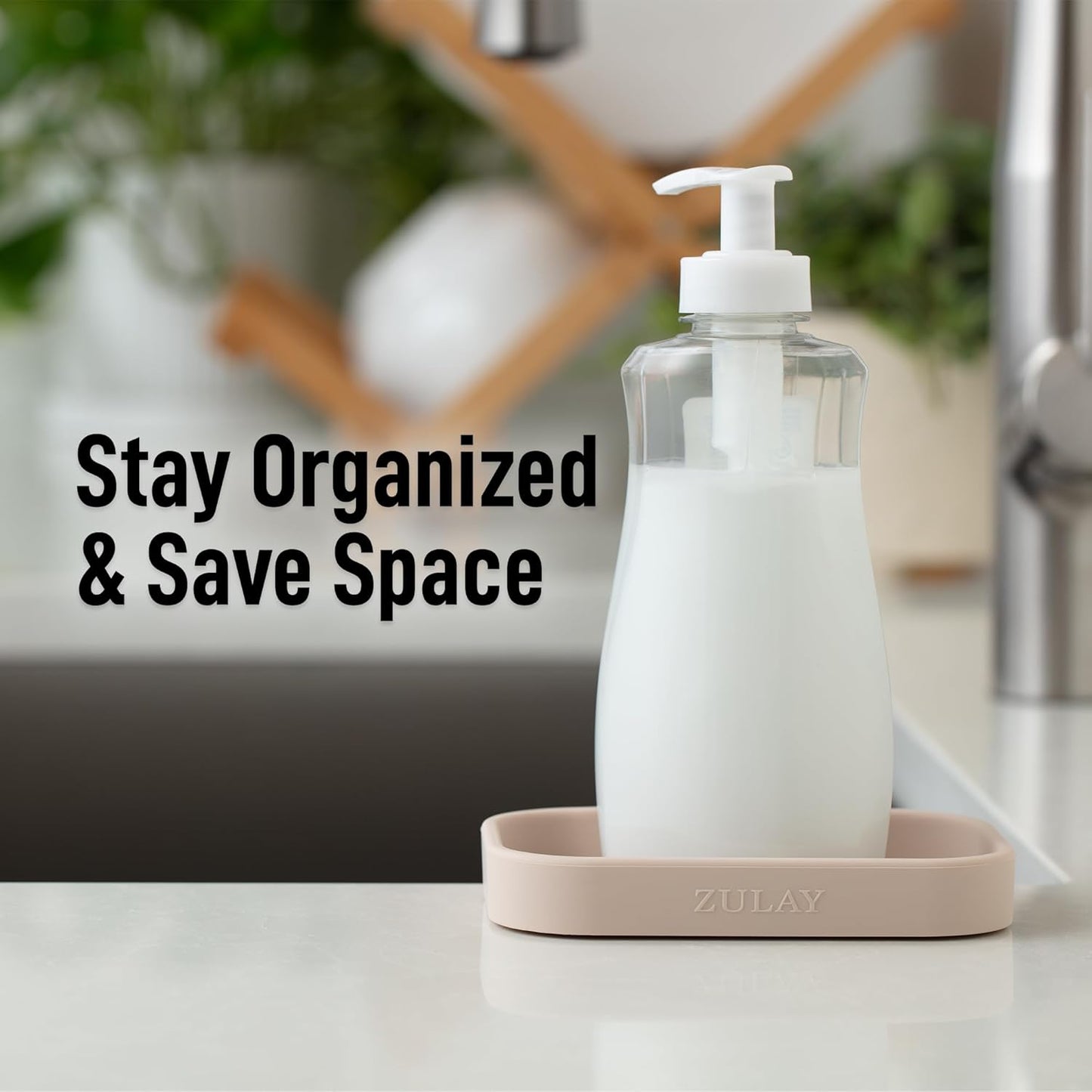 Zulay Kitchen (9x3.5in) Sponge Holder for Kitchen Sink - Flexible Heavy-Duty Multipurpose Sink Caddy - Counter Organizer for Kitchen, Bathroom, Makeup, Trinkets & More! (Grey)