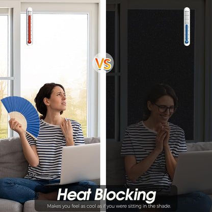 HIDBEA Frosted Window Privacy Film - Non Adhesive Static Cling Glass Stickers Sun UV Blocking Heat Control Door Covering Decals for Home Office, 23.6 x 78.7 Inch
