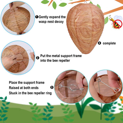 DECYOOL 8 Pack Paper Wasp Nest Decoy Hanging Wasp Deterrent for Wasps Hornets Yellow Jackets