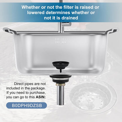 ZM Kitchen Sink Stainless Steel Basket Strainer with Drain Assembly, 3-1/2 Inch Sink Drain Stopper Plug