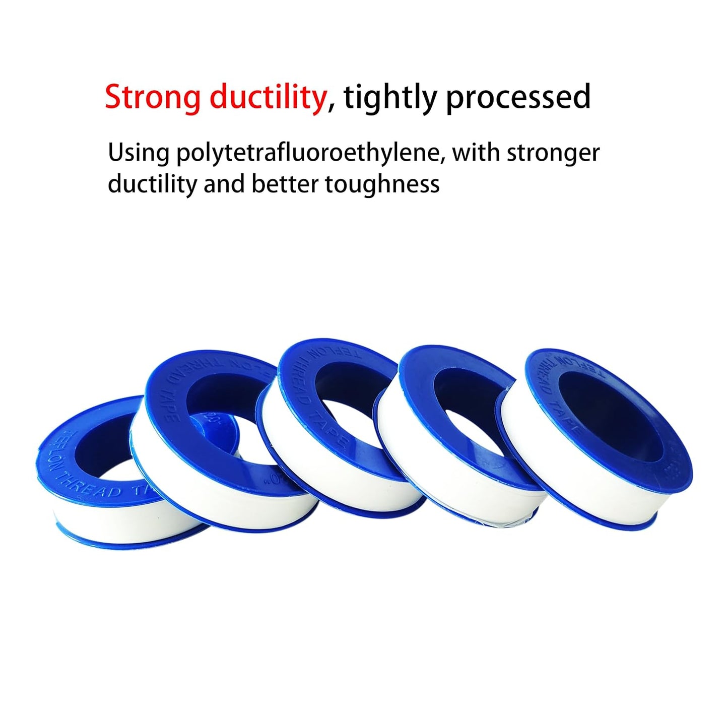 5 Rolls 1/2 Inch(W) X 520 Inches(L) Teflon Tape PTFE Thread Sealant Plumbers Tape for Seal Water Pipe, Shower Head,Prevent Leakage Duct Sealant Tape