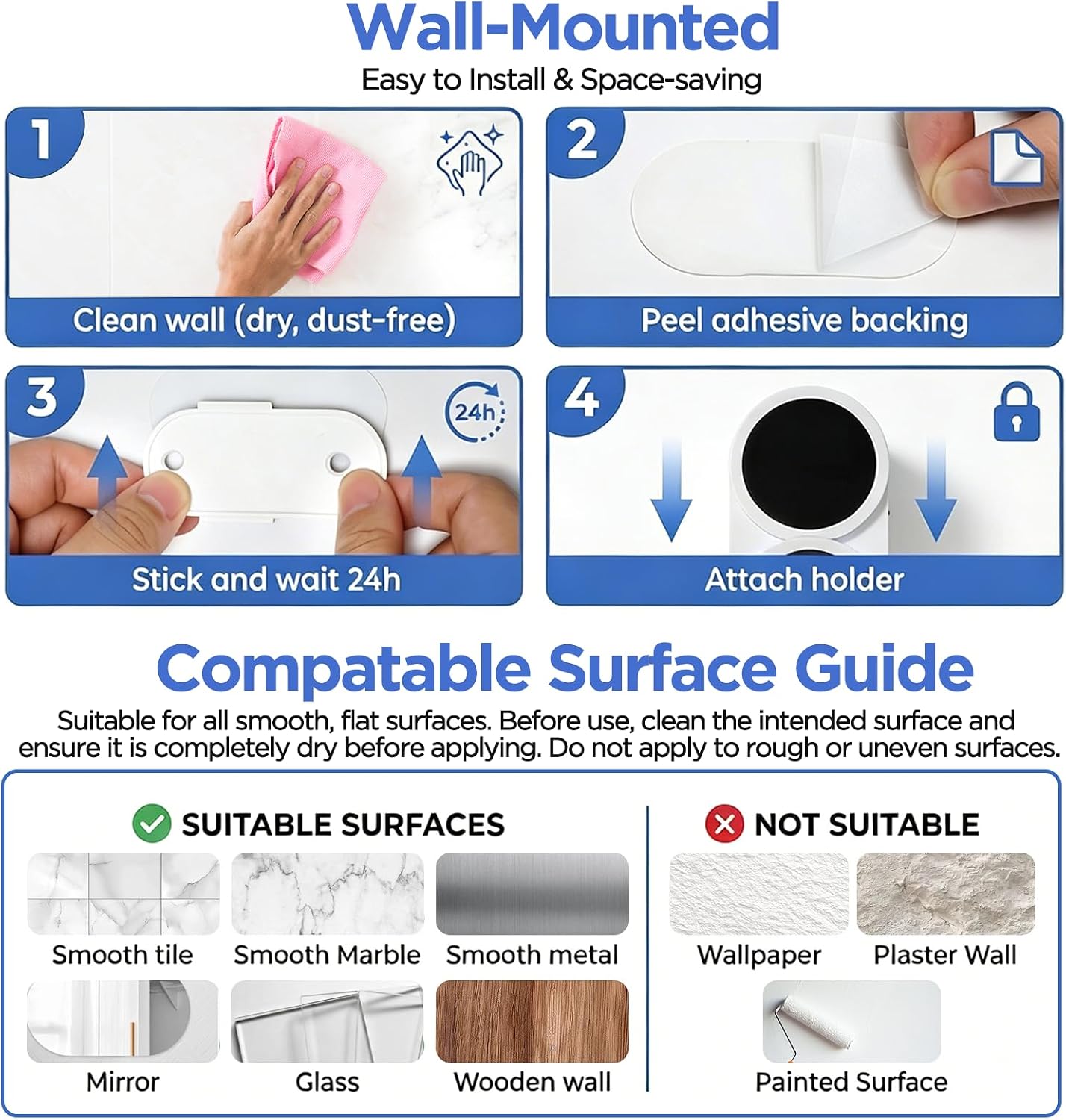 Toothbrush Sanitizer Holder – Wall Mounted Toothbrush Organizer with 60s Fast Sterilization, USB Charging, Auto-Inductive Cover, Fits Most Electric Manual & Kids Toothbrushes