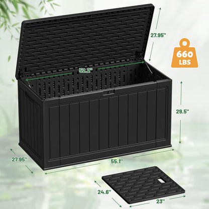 Devoko 30 Gallon Resin Deck Box Waterproof Outdoor Storage Box for Patio Furniture Pool Accessories Indoor Storage for Cushion Garden Tools (30 Gallon, Black)