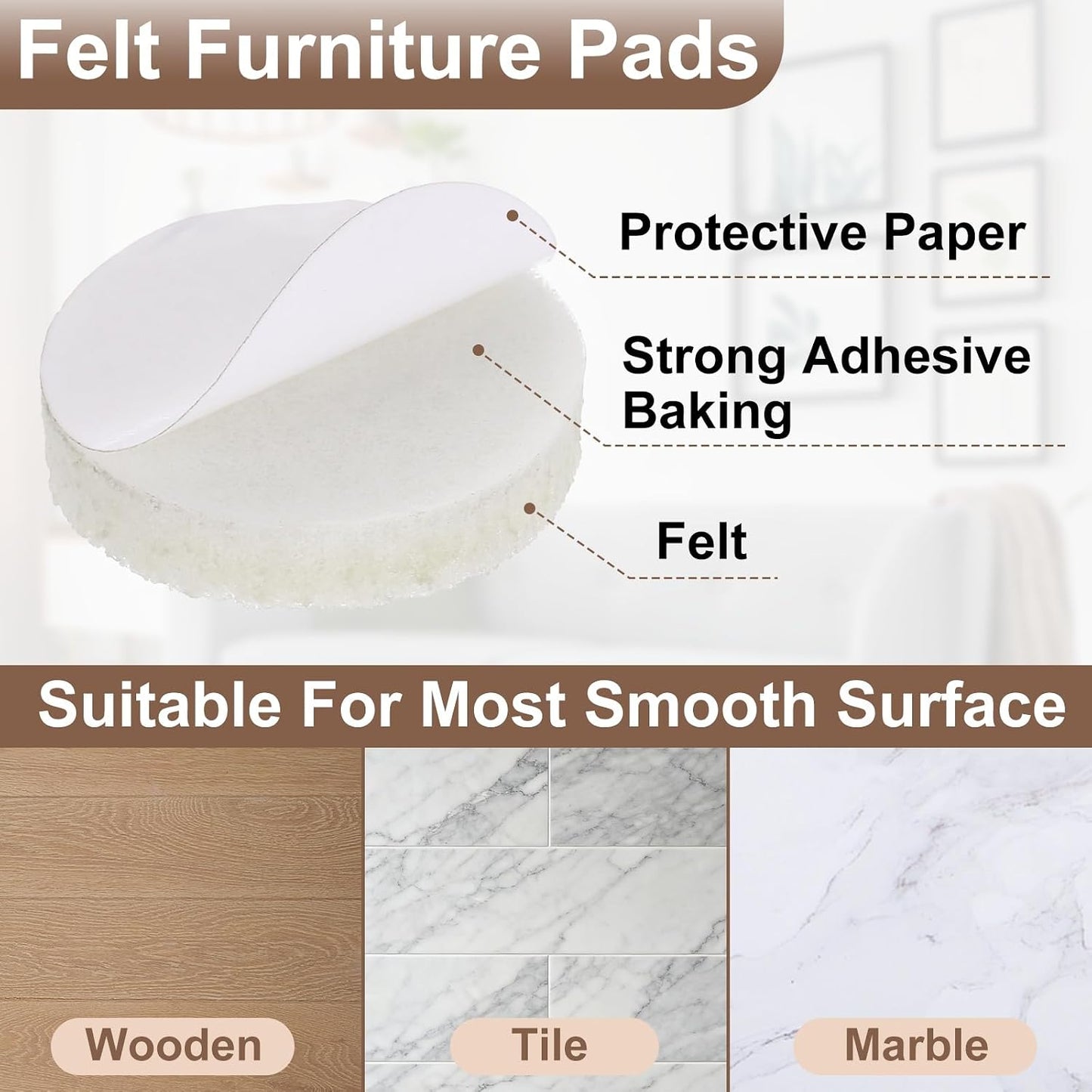 uxcell Furniture Pads, 50Pcs 1.25" - Round Self Adhesive Felt Furniture Pads, Floor Protectors for Furniture Feet Chairs Legs Hardwood Floors (Beige)