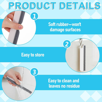 2 PCS All-Purpose Small Rubber Squeegee, Soft Silicone Mini Squeegee for Shower Glass, Kitchen Sink Squeegee for Kitchen Countertops, Mirror, Bathroom, Glass, Car Windshield