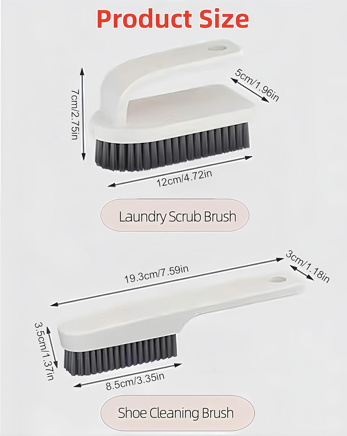 2 Pack Scrub Brush Laundry Cleaning Brush Soft Bristle Household Cleaning Brushes Carpet Brush Upholstery Brush Small Scrubbing Brush Stain Remover Brushes for Fabric,Hat,Clothes,Bag & More