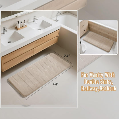 Yimobra Memory Foam Bath Mat, Super Soft Absorbent Bathroom Rug Non Slip, Quick Dry, Machine Washable Floor Carpet for Tub Shower, Home Decor Accessories, 24x17, Grey