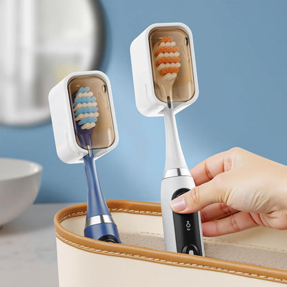 Travel Toothbrush Cover 2PCS,【Innovative Band Design】 Stay Closed Electric Toothbrush Covers Caps, Toothbrush Head Cover for Travel, Camping,Bathroom, Business