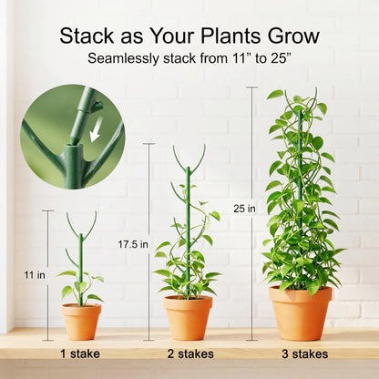 20-Pack Monstera Plant Support Stakes - Stackable Sticks | 25" Tall Trellis Garden Poles for Climbing Plants