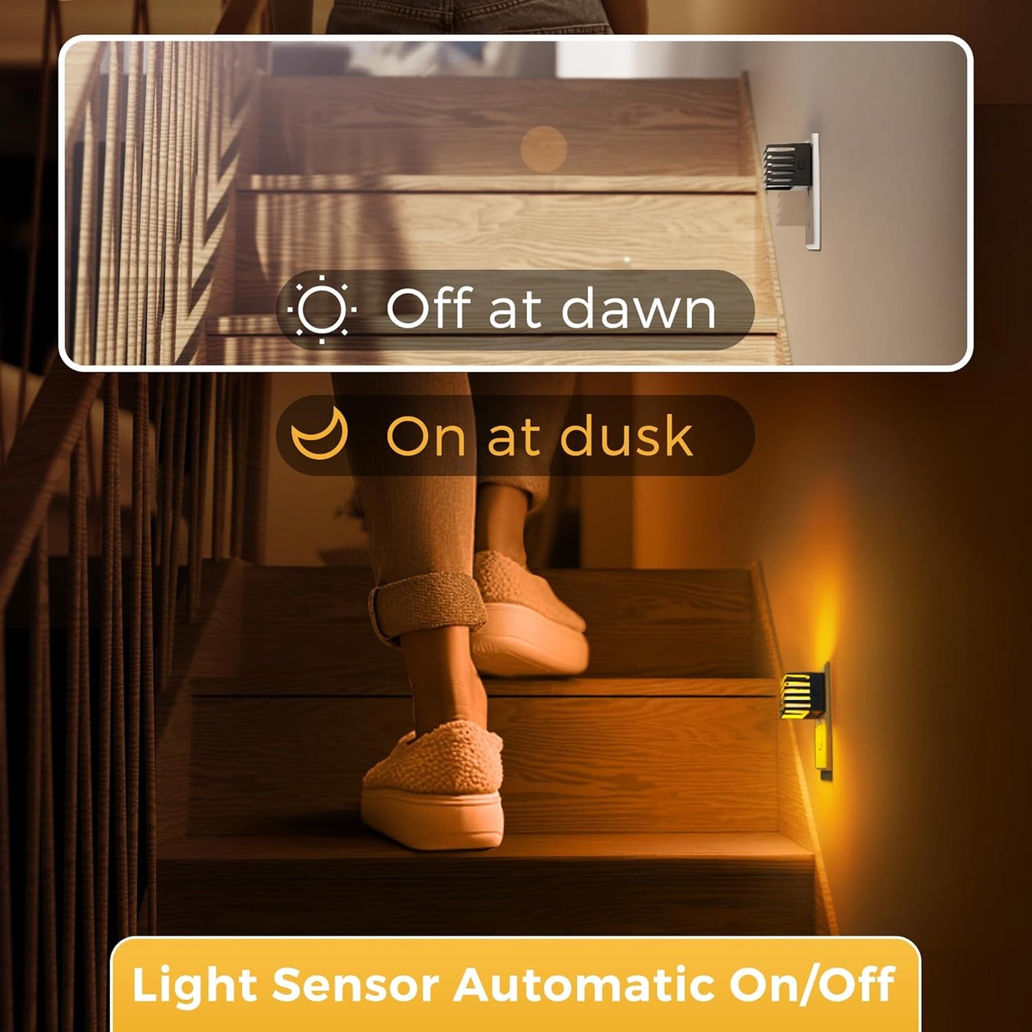 L LOHAS LED Motion Sensor Night Lights, [2 Pack] Dimmable Night Light Plug into Wall with Dusk-to-Dawn Sensor, Adjustable Brightness, 3000K Plug in Nightlight for Bedroom Bathroom Hallway (Black)