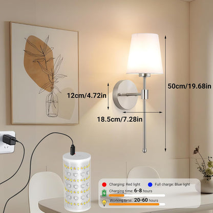 Nekhung Battery Operated Wall Sconces Set of Two, Wireless Battery Wall Light with 10000mAh RGB Dimmable Magnetic Bulb and Remote, Rechargeable Sconce Wall Decor for Bedroom Living Room Hallway
