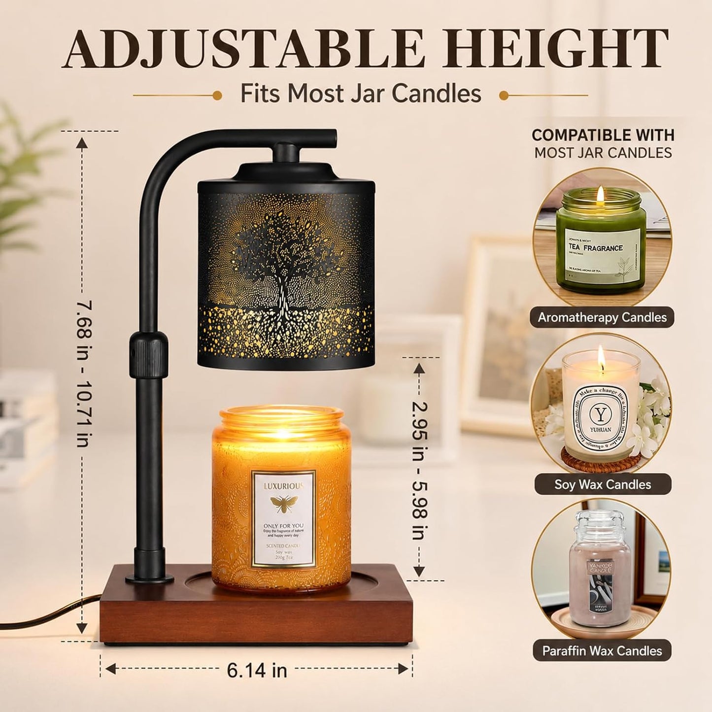 mocosa Candle Warmer Lamp with Adjustable Height Dimmable for New Home Decor Electric Candle Warmer for Jar Candles Birthday Gifts for Women Mom(Hummingbird)