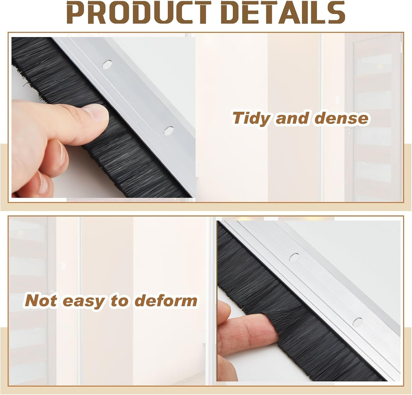 Hushee 2 Pcs 36 Inches Brush Door Sweep for Exterior, Aluminum Commercial Door Sweep Bottom All-Season Alloy Brush for Exterior and Interior Sealing Gaps Keeps Cold Air, Dust Out (White)