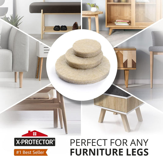 Felt Furniture Pads X-PROTECTOR - 48 Premium Floor Protector Chair Felts for Feet Wood Floors Best Hardwood Protect Your Hard Floors! (Brown)