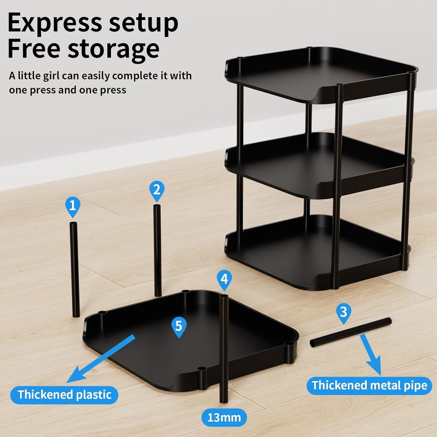 6 Tier Vertical Narrow Shoe Rack, Stackable Tall Skinny Shoerack, Compact Single Shoes Storage Tower for Slim Space, Corner Plastic Shelves, for Hallways, Entryway, Bedrooms Organizer, Black