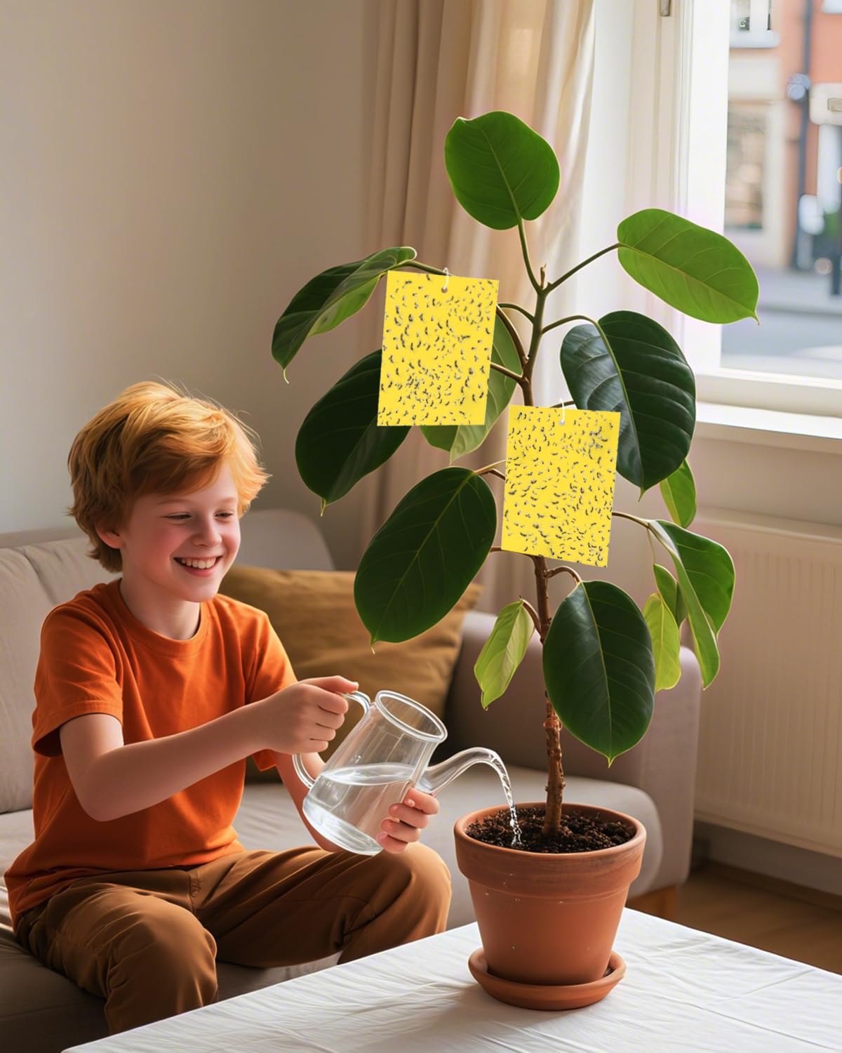 Yellow Sticky Traps for Plant Gnats, 100PCS Fungus Gnat Trap | for Gnat, Fruit Fly, Flying Insects, Bug, Waterproof, Non-Toxic Indoor Outdoor Use for Houseplants, Pots, Garden & Kitchen