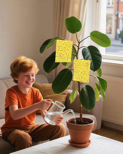 Yellow Sticky Traps for Plant Gnats, 100PCS Fungus Gnat Trap | for Gnat, Fruit Fly, Flying Insects, Bug, Waterproof, Non-Toxic Indoor Outdoor Use for Houseplants, Pots, Garden & Kitchen
