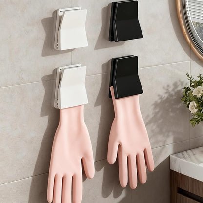 2 Pack Wall Mounted Plastic Glove Organizer, Space Saving Household Hanger Holder for Kitchen, Bathroom, Laundry, Towels - Black, Multi-Function Rack for Cleaning Gloves, Sponges, Small Accessories