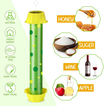Qualirey 12 Pcs Sticky Fly Trap Fly Stick with Hanging Hook Adhesive Mosquito Catcher for Indoor Outdoor Trap Houseflies and Flying Insects Bee Wasp Moth Fly, 10.2 x 2.5 Inch