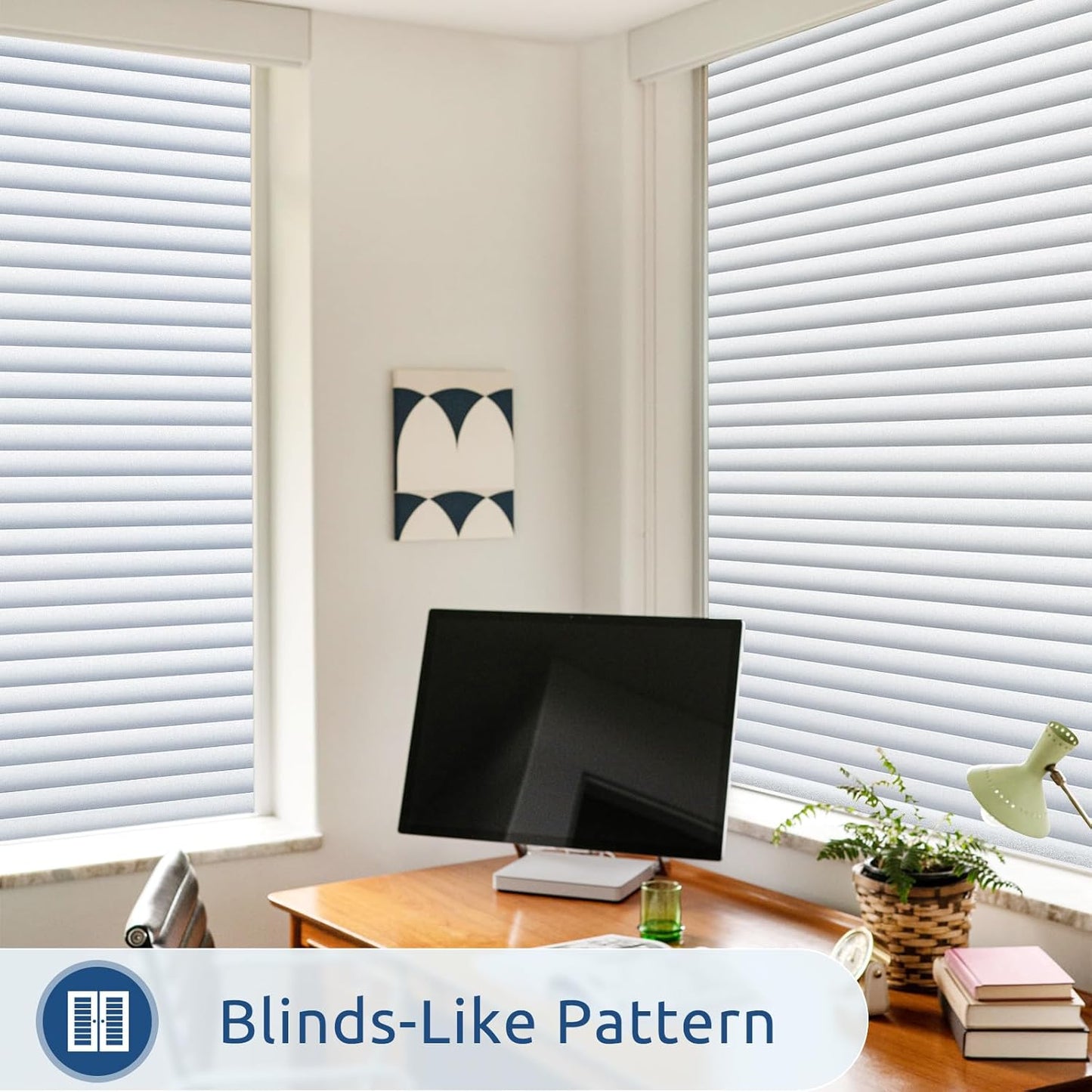 rabbitgoo Window Privacy Film, Frosted Glass Privacy Film, Window Frosting Cling for Glass, Non Adhesive Static Cling Front Door Covring, Anti-UV Reeded Blinds Sticker, Striped Pattern, 17.5" x 78.7"