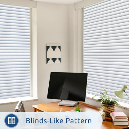 rabbitgoo Window Privacy Film, Frosted Glass Privacy Film, Window Frosting Cling for Glass, Non Adhesive Static Cling Front Door Covring, Anti-UV Reeded Blinds Sticker, Striped Pattern, 17.5" x 78.7"