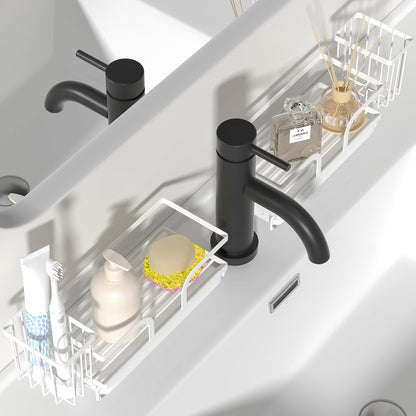 Sponge Holder for Kitchen Sink,Sink Caddy Organizer With Stone Drying Tray, Stainless Steel Kitchen Countertop Organizer for Sponge Soap Dispenser Black
