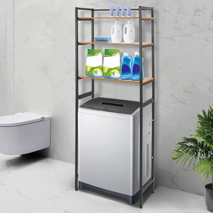 Over The Washer and Dryer Storage Shelf, 3-Tier Floor-Standing Storage Rack Metal Utility Organizer for Laundry Room Bathroom Kitchen