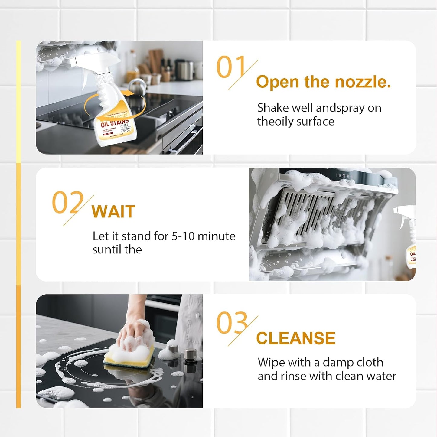 Kitchen Cleaner,4 Oz Clean Up Kitchen Oil Stain Spray,Multi-purpose Oils Stain Cleaner,Powerful Degreaser Cleaning Spray For Stovetops, Ovens, Range Hoods