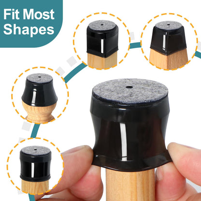 Ansible 24 Pcs Chair Leg Floor Protectors Square, Silicone Felt Furniture Leg Pads Caps Covers for Hardwood Floors (Fit:1-1/16" to 1-5/8")