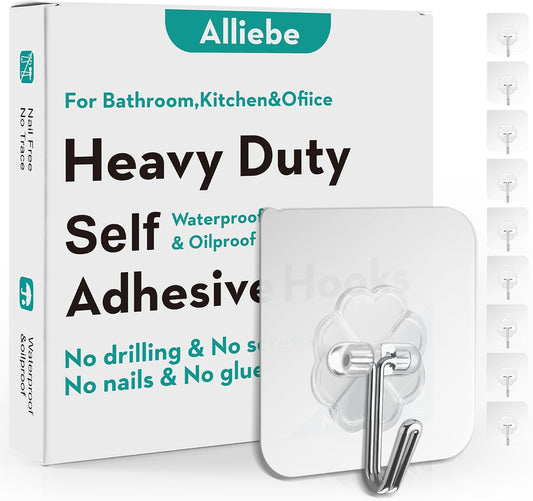 30 Pack Wall Heavy Duty 13lb(Max) Self Adhesive Hooks Waterproof Oilproof Hanging Hooks for Bathroom Shower Kitchen Office Outdoor Home Improvement Utility Hook