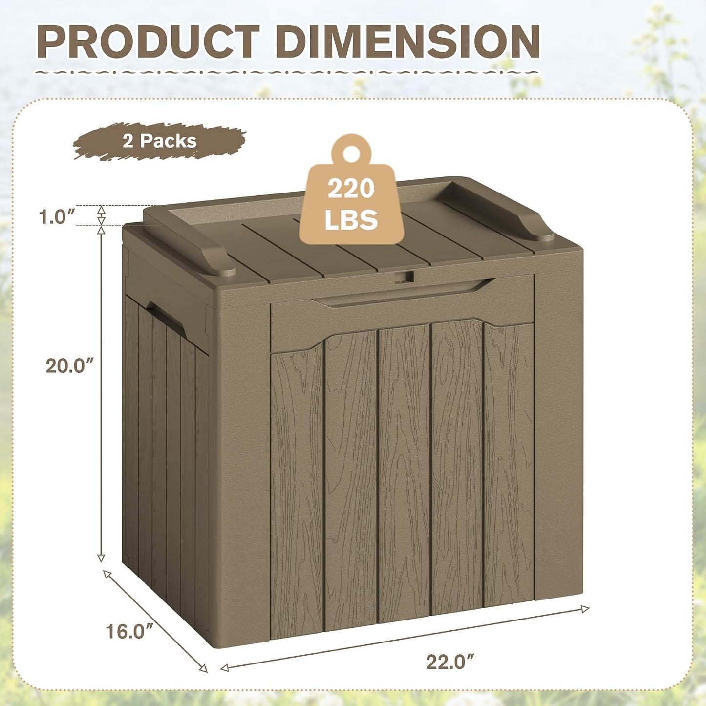JUMMICO 31 Gallon Resin Deck Box Waterproof Indoor Outdoor Storage Boxes for Patio Furniture Cushions and Garden Tools (Brown)