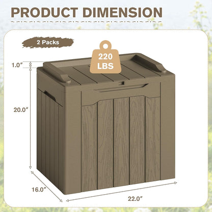 JUMMICO 31 Gallon Resin Deck Box Waterproof Indoor Outdoor Storage Boxes for Patio Furniture Cushions and Garden Tools (Brown)