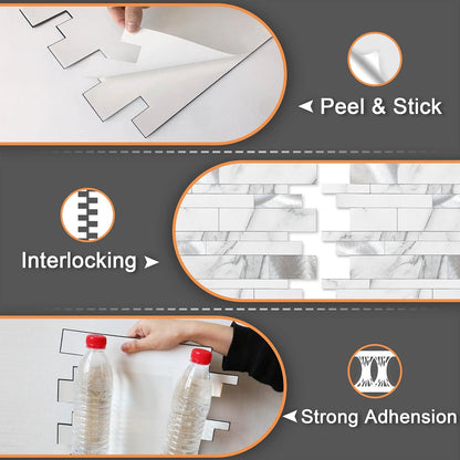 VAOVI Backsplash Tile Peel and Stick Kitchen Stone Subway Linear Mosaic Bathroom Shower Wall Waterproof(10pcs,Gray)