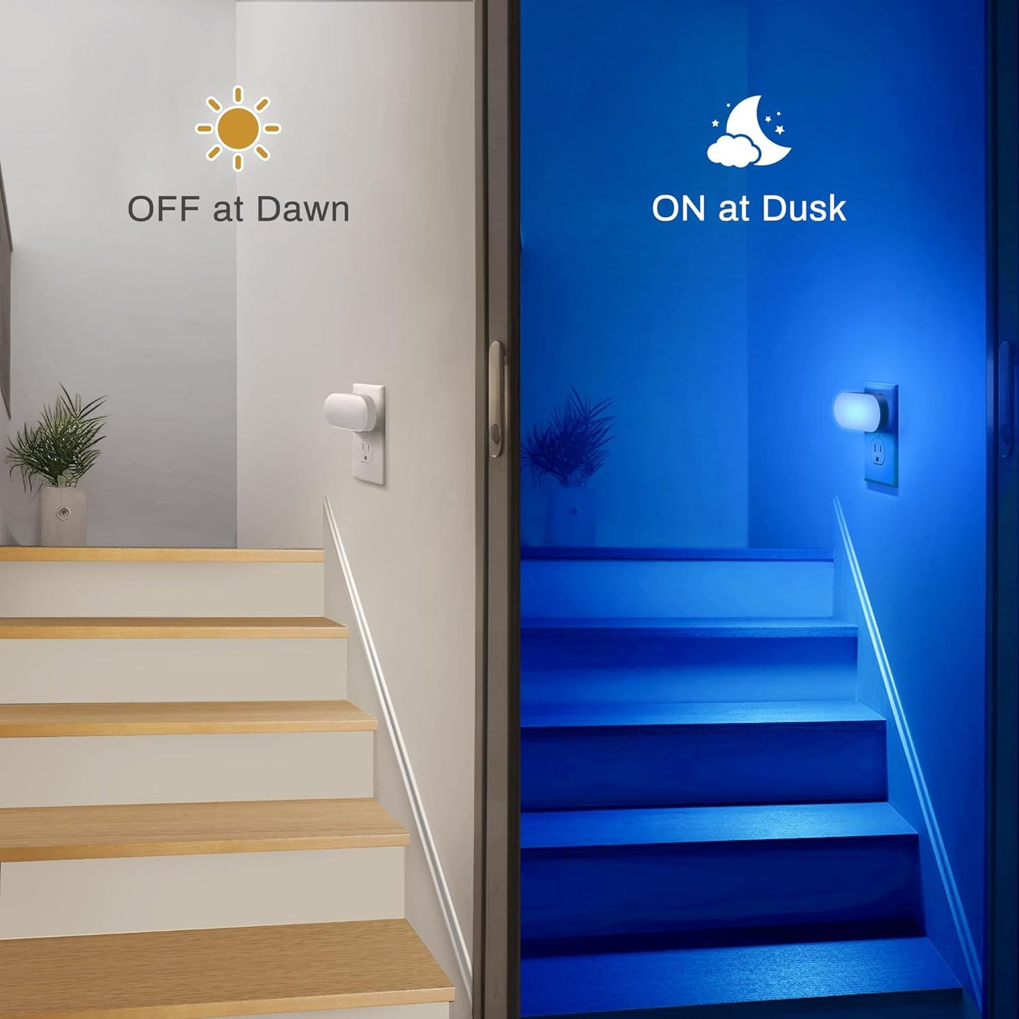 DORESshop Led Night Light, Plug into Wall, [2 Pack] with Dusk to Dawn Sensor, 1W 5000K Dimmable Night Light from 0LM to 100LM for Bathroom Hallway Bedroom Kids Room Stairway