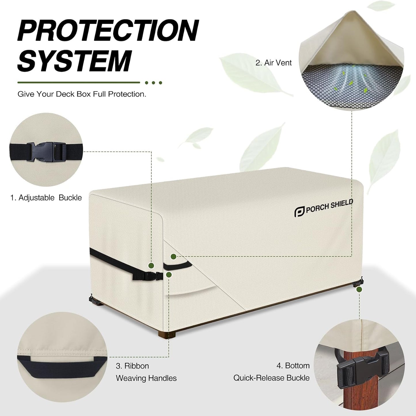 Porch Shield Patio Deck Box Storage Cover - 600D Outdoor Waterproof Cover for 150-230 Gallon Box Tear Resistant Rectangular Fire Pit Table Covers 62 x 29 x 28inch Black