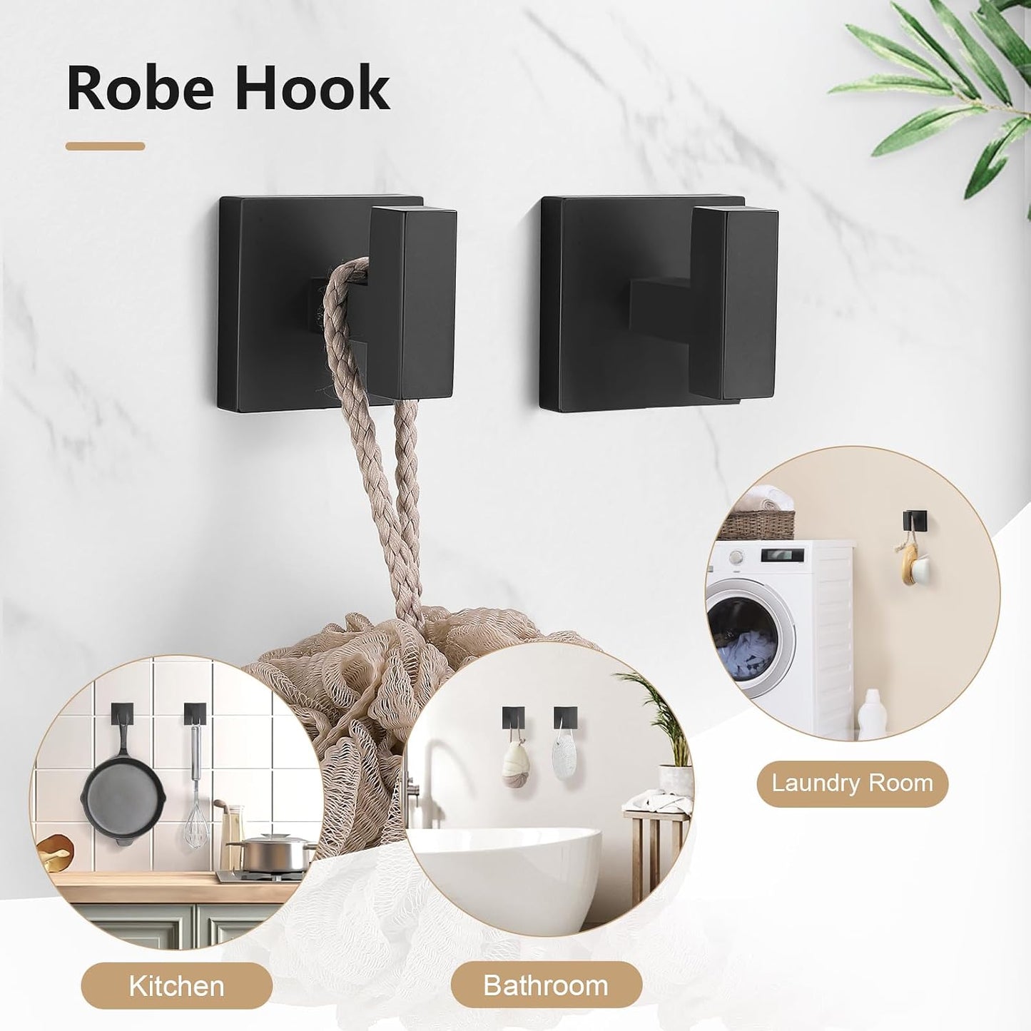 TQKAG Brushed Gold Bathroom Hardware Accessories Set 10 Pieces, 23.6" SUS304 Stainless Steel Towel Bar Set Wall Mounted Includes Single Towel Bar, Towel Ring, Toilet Paper Holder, Double Towel Hooks