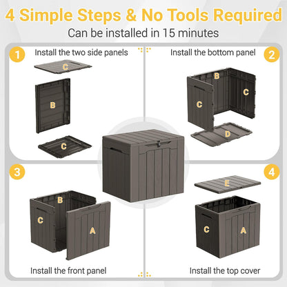 Greesum 31 Gallon Resin Deck Box All Weather Outdoor Storage Boxes for Patio Furniture Set,Outdoor Toys,Garden Tools,Black